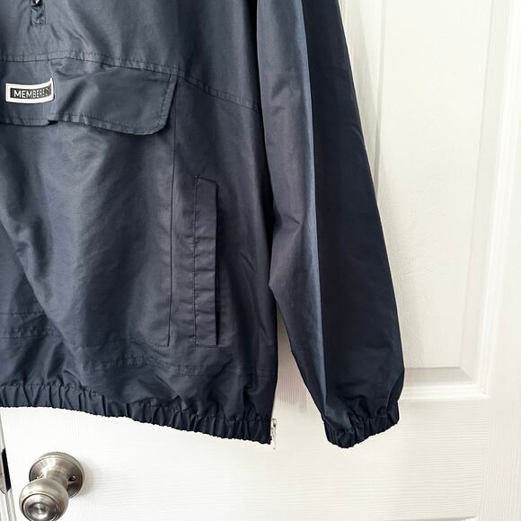 Members Only Sport Blue Nylon Pullover Hooded Quarter Zip Windbreaker Medium Men - Picture 11 of 13
